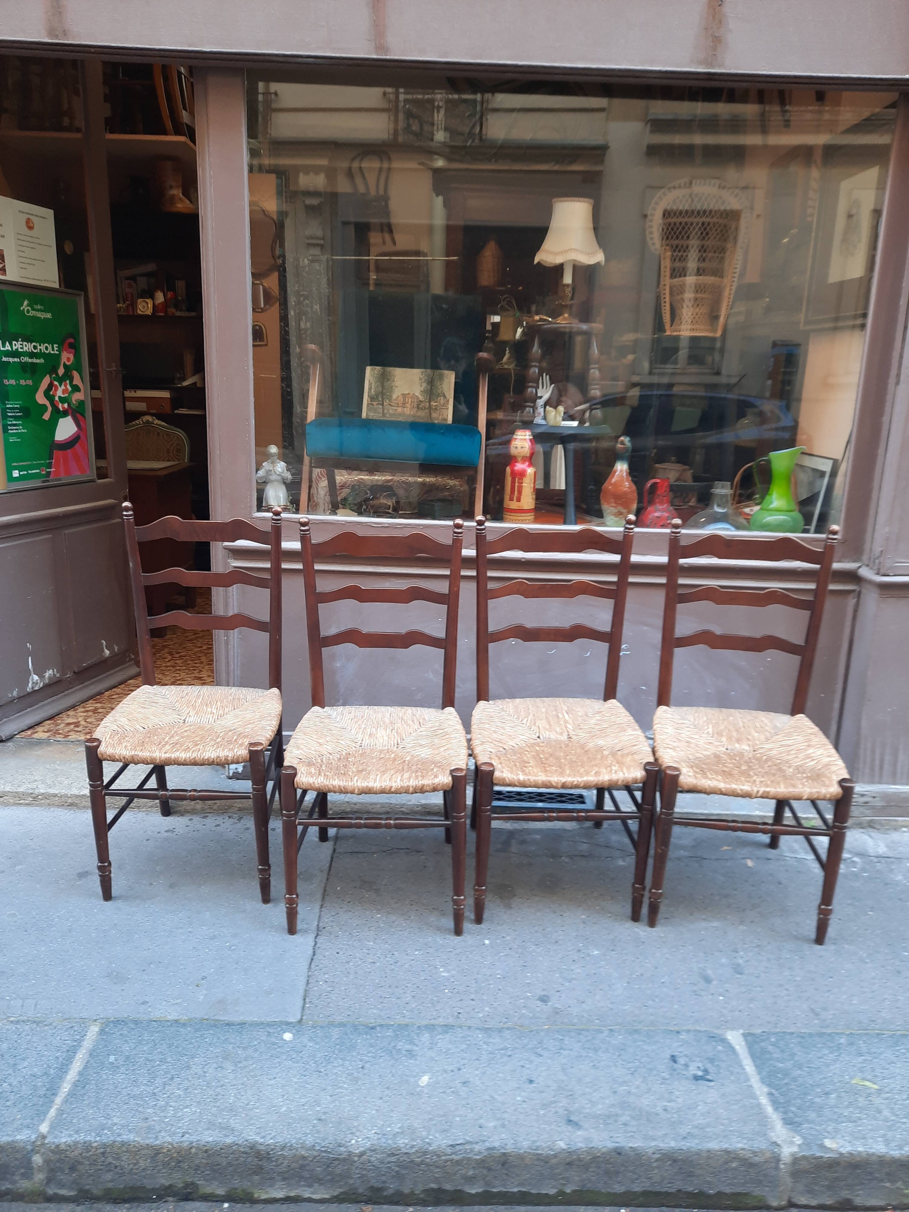 Lot de 4 chaise paillage