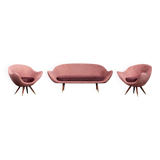 Vintage Mid-Century Space Age Velour Lounge Set from Paged, 1972, Set of 3