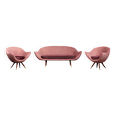 Vintage Mid-Century Space Age Velour Lounge Set from Paged, 1972, Set of 3