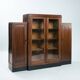 Cabinet Art Déco en noyer et érable œil de perdrix de l'école d'Amsterdam avec portes en verre, années 1930
