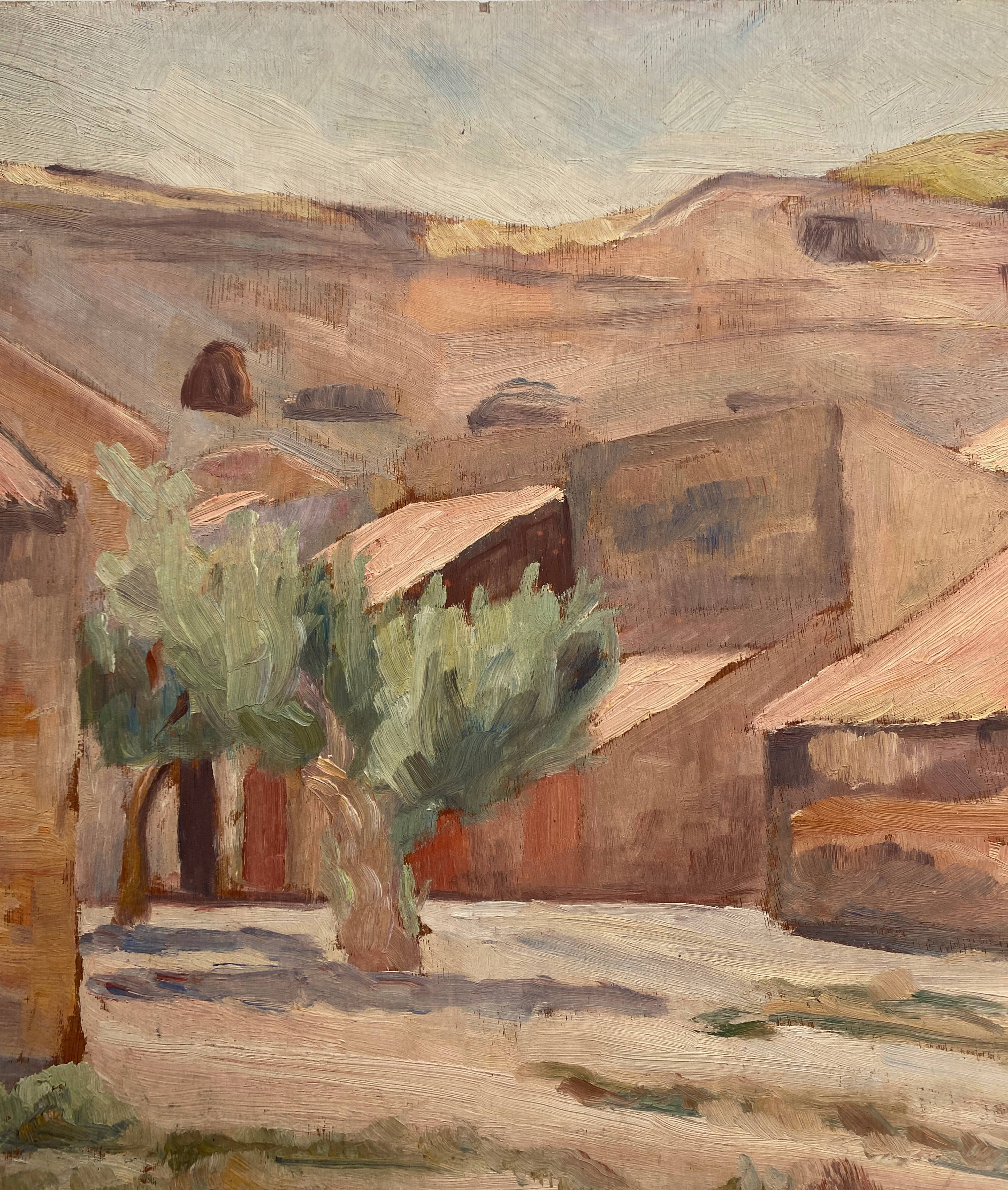 Painting bifacial view orientalist and mediterranean navy signed mid-xx°