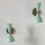 Pair of sage green wall lamps