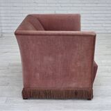 1970s, Danish 2-seater sofa, original salmon pink furniture velour.
