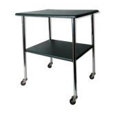 Table desserte console à roulettes chrome et simili kaki vintage