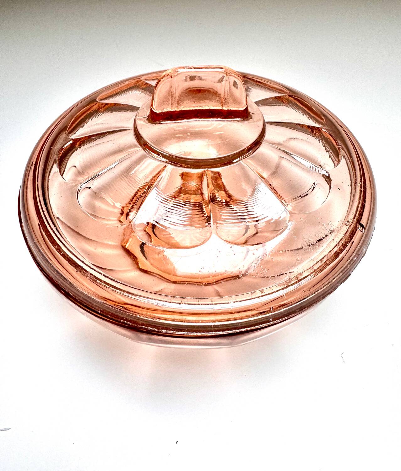 Set of two vintage pink glass boxes