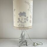 Solid glass lamp and dried flower lampshade from the 60s/70s