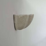 Vintage porcelain shell wall light, speckled beige, France 1960