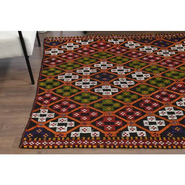 1970s Vintage Turkish Hand-Knotted Wool Cotton Brown Area Rug 159x278
