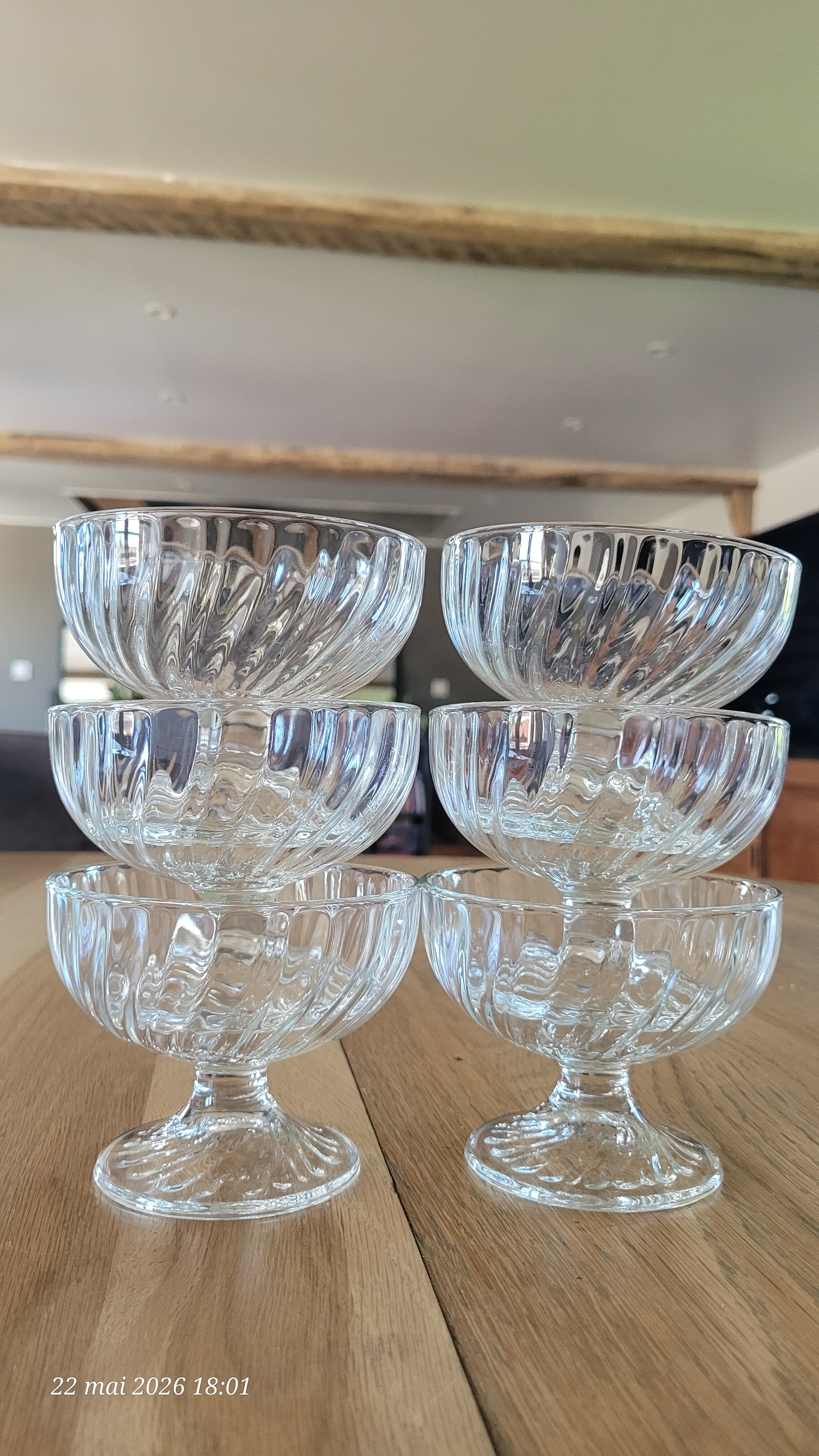 6 coupes à glace en verre transparent Luminarc