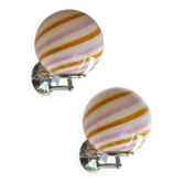 Set of Two Contemporary Amber and Pink "Rods" Murano Glass Wall Sconces