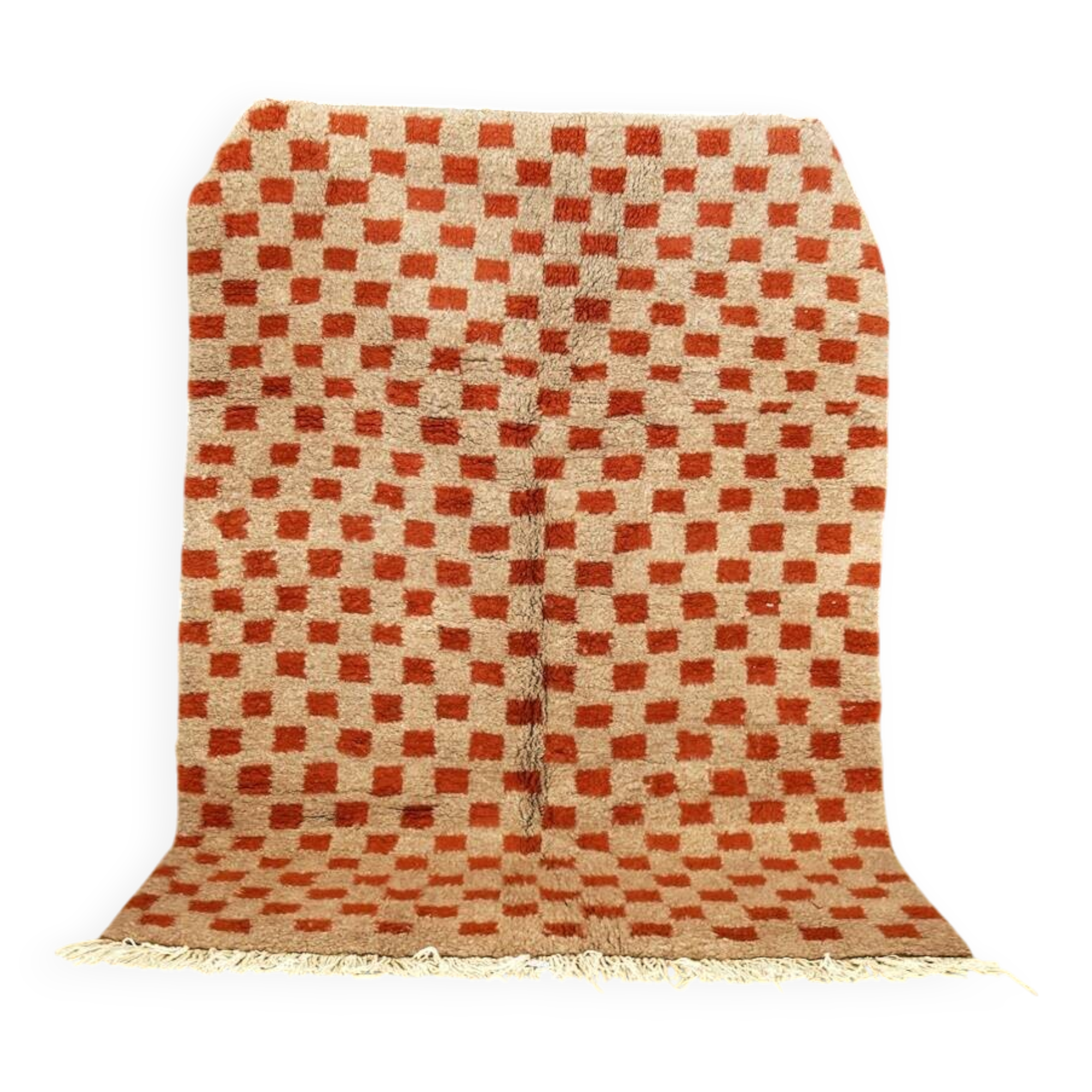 Beni Ouarain checkerboard rug Grey/Brown