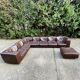 Modular sectional soft dark brown leather sofa by Arflex, Italy 1970