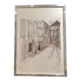 Framed drawing rue de Sarreguemines numbered Peter Musslé