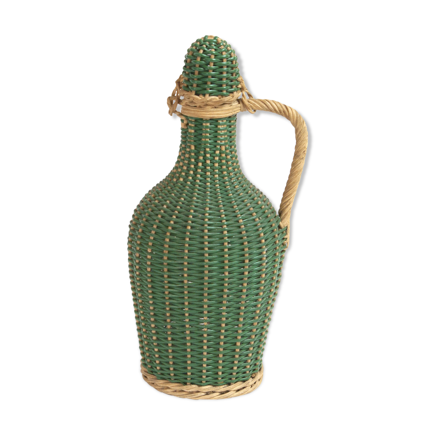 Bottle green scoubidou and rattan natural 60 years