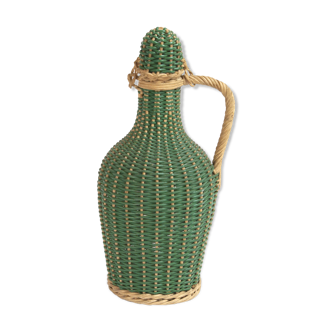 Bottle green scoubidou and rattan natural 60 years