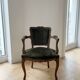 Louis XV cabriolet armchair in solid wood and green velvet