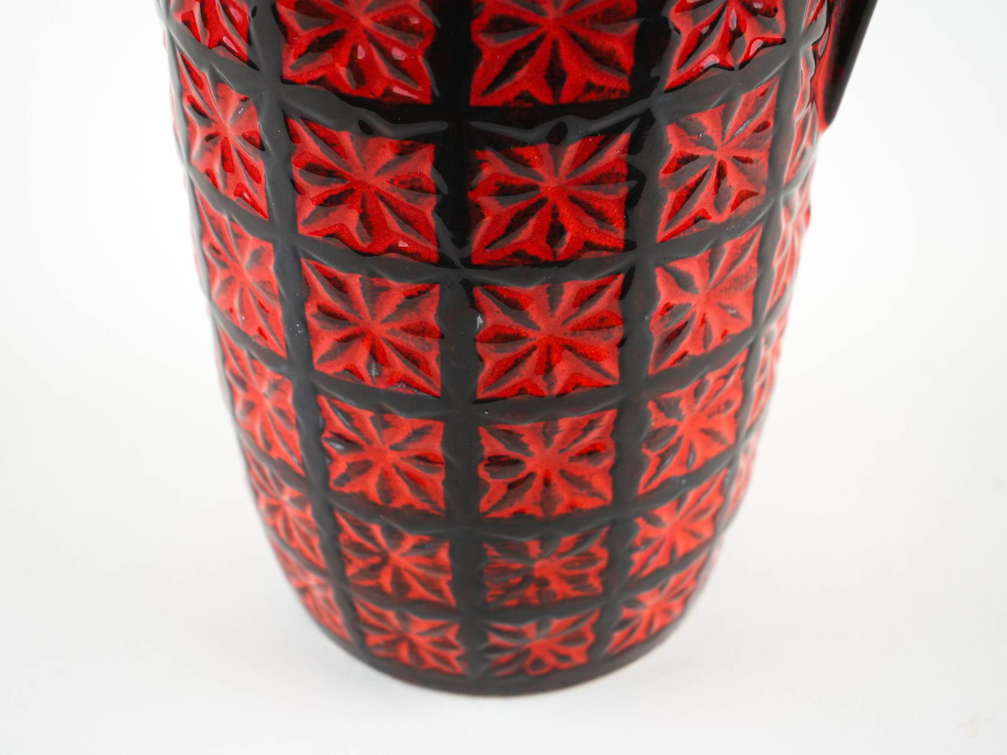Vase en céramique Fat Lava avec texture en relief, poterie ouest-allemande, années 1970.