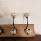 Coat Hook Rack 4 Ceramic Hooks Vintage Rustic