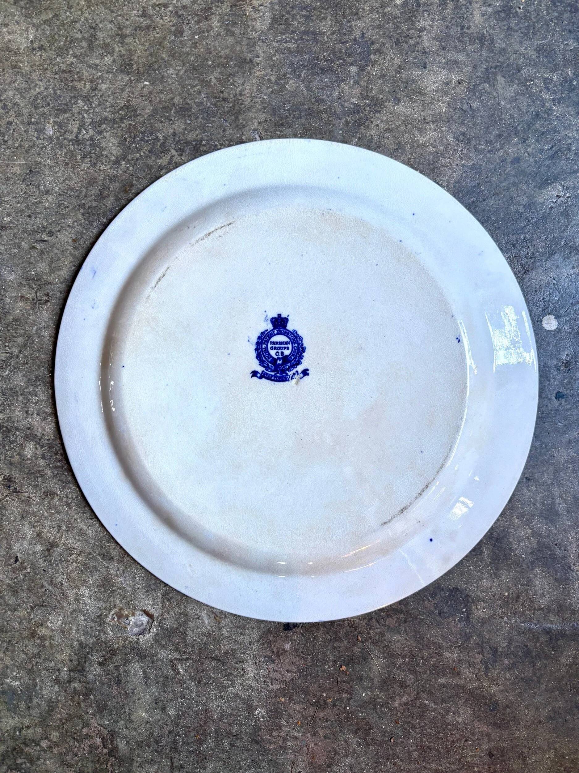 Large round Staffordshire blue ironstone dish