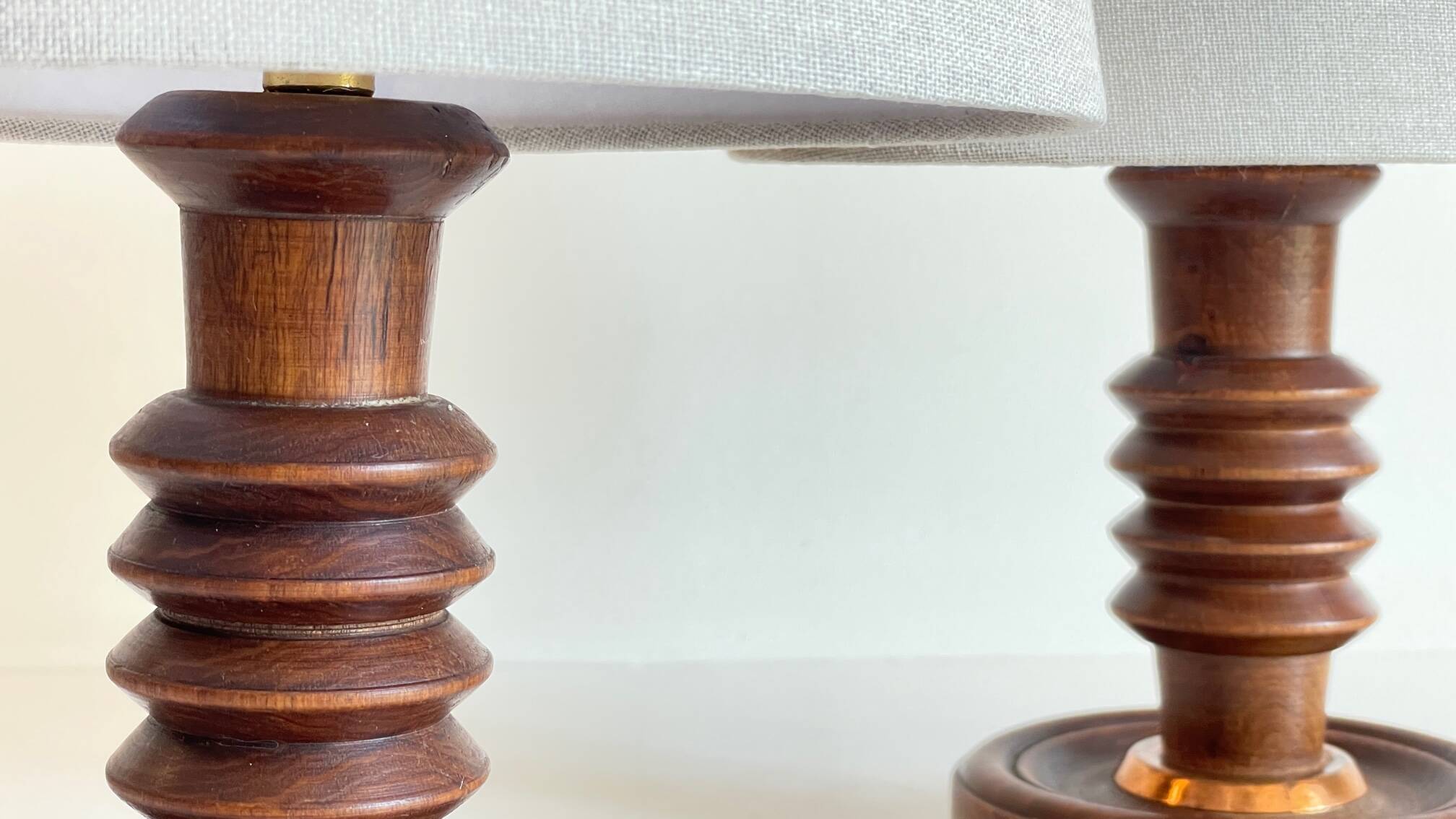 Pair of vintage wooden lamps