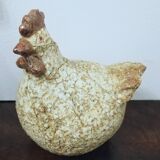 Poule en grès craquelé