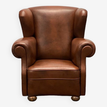 Fauteuil vintage chesterfield style wingback
