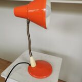 Vintage Orange Gooseneck Desk Lamp: 1970s Industrial Table Light