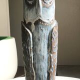 Large Owl vase in enameled stoneware signed