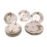 Dessert service part decorated with Limoges porcelain flowers