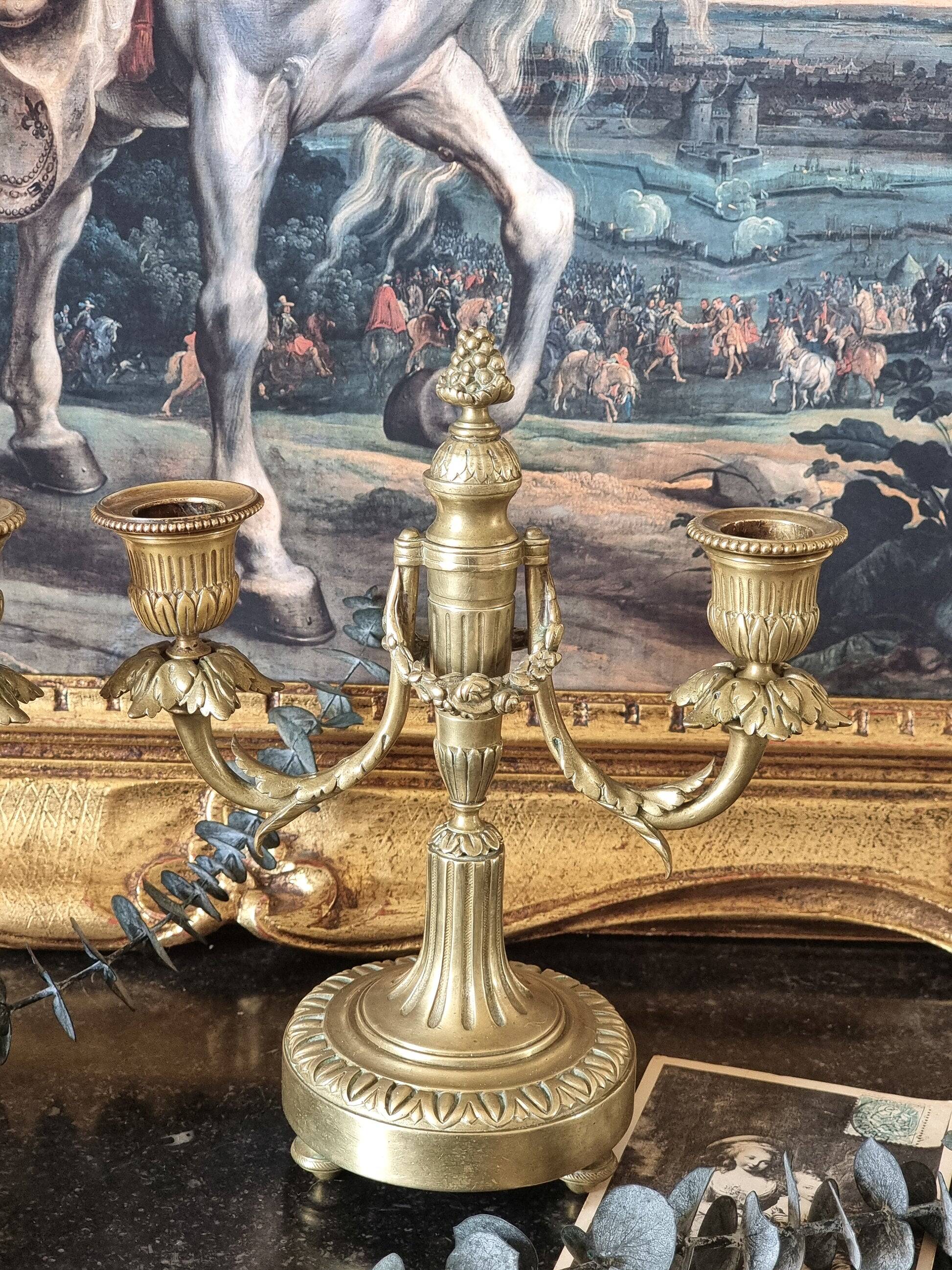 Pair of bronze candlesticks