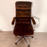 3 brown velvet armchairs