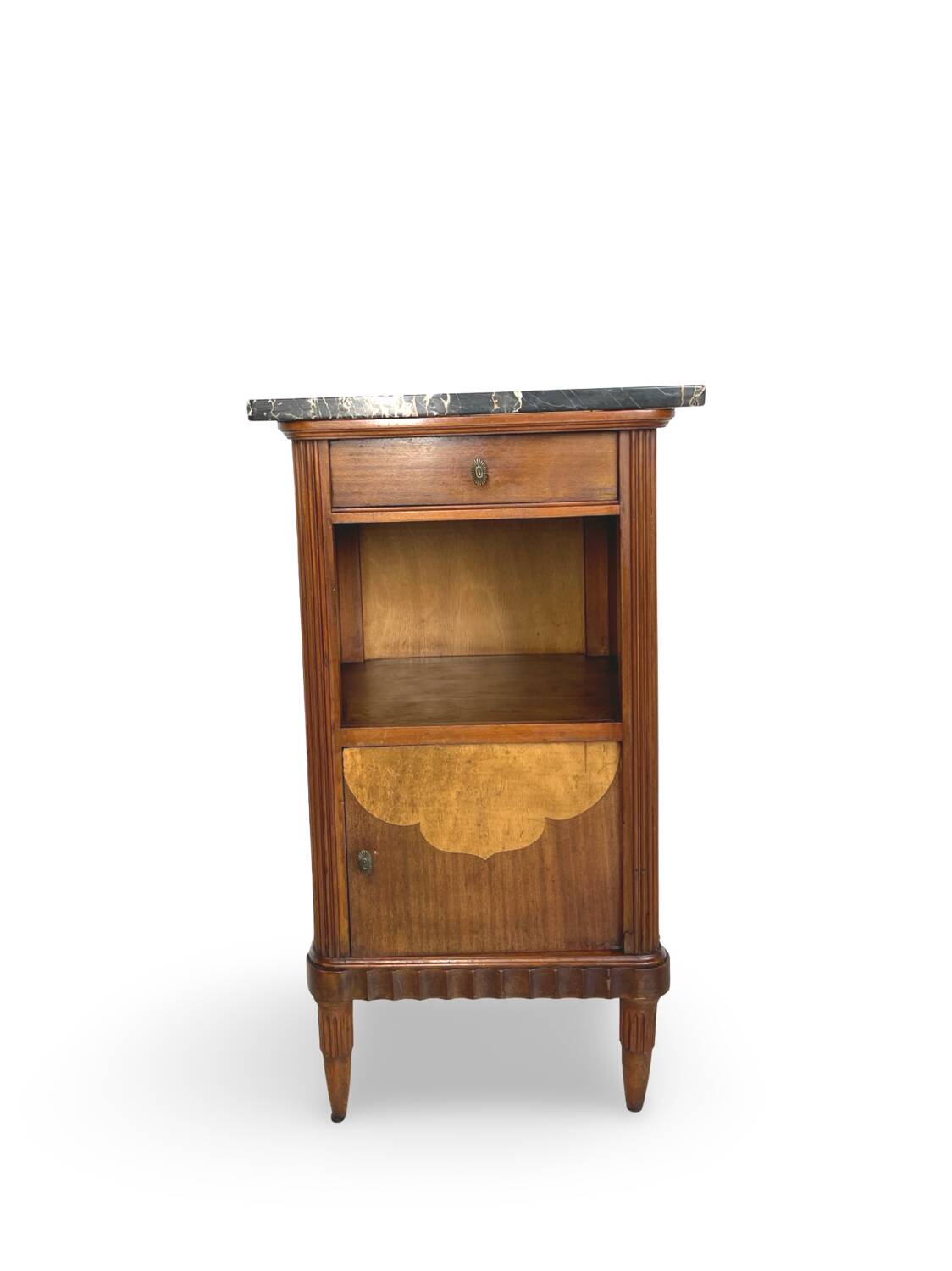 Tables de chevet italiennes en placage d'acajou avec de splendides