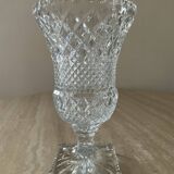 Vase vintage sur pied en cristal ciselé