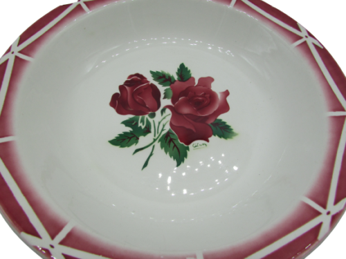 Hollow dish salad bowl Digoin Sarreguemines Cibon rose decoration