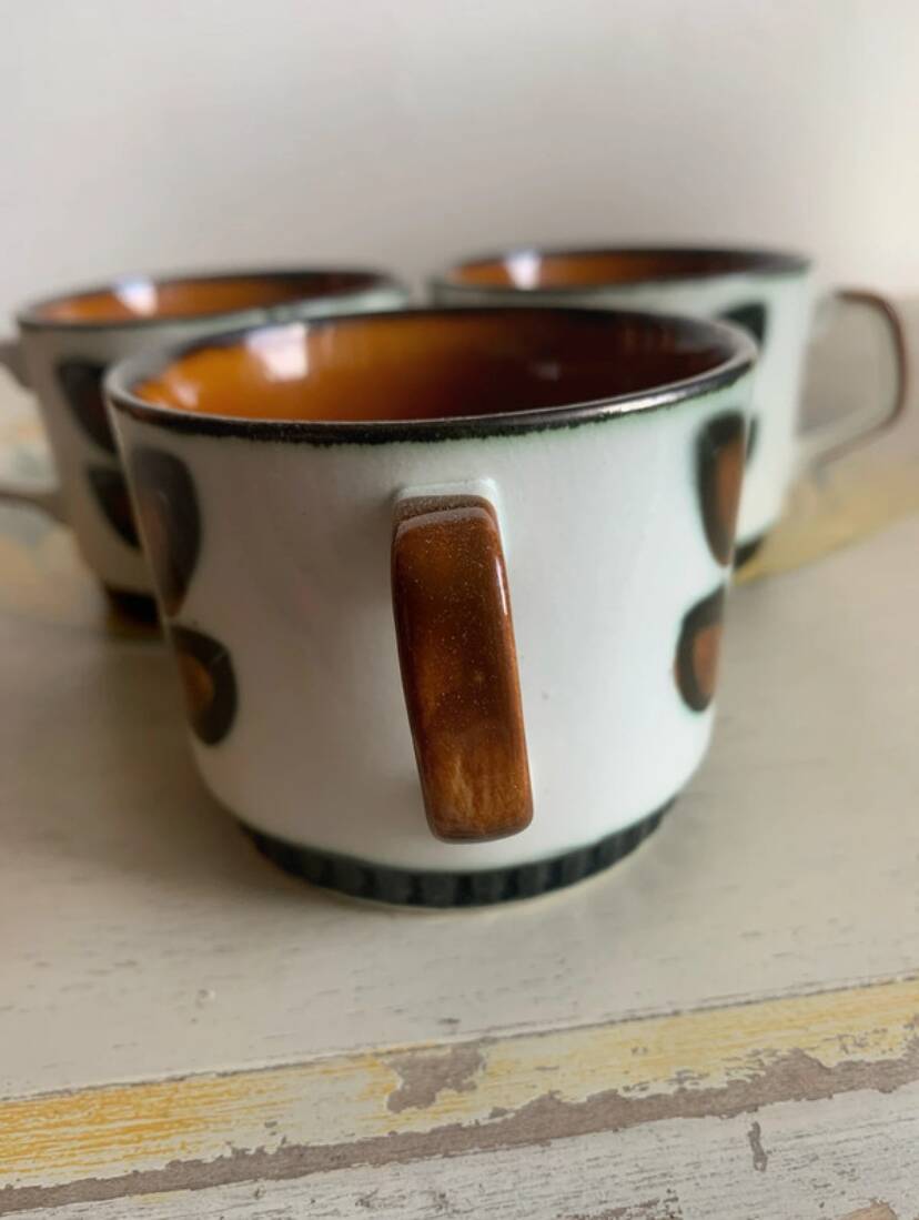 3 vintage coffee cups - boch belgium - "rambouillet" model
