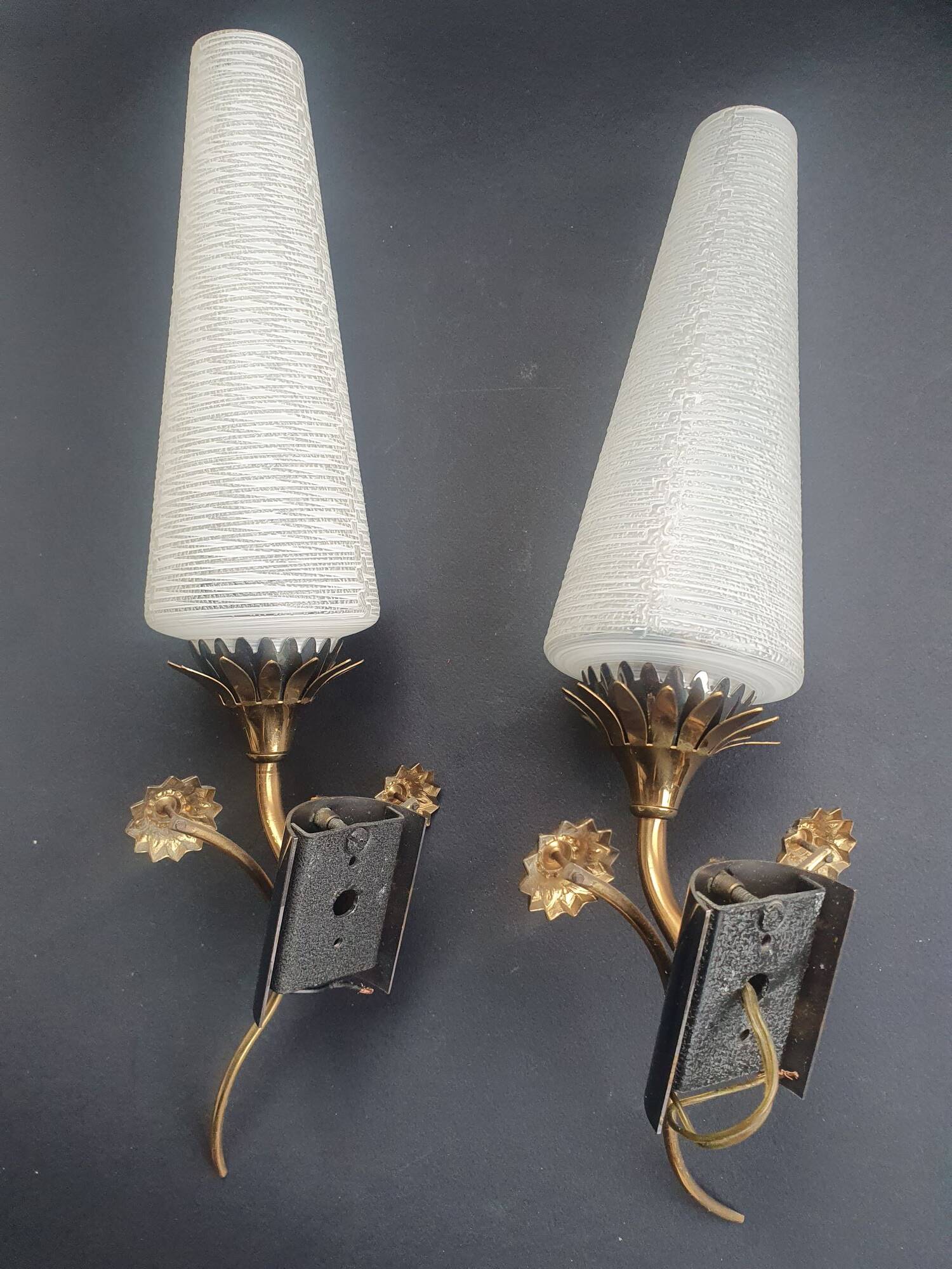 Pair of antique Art Deco wall sconces