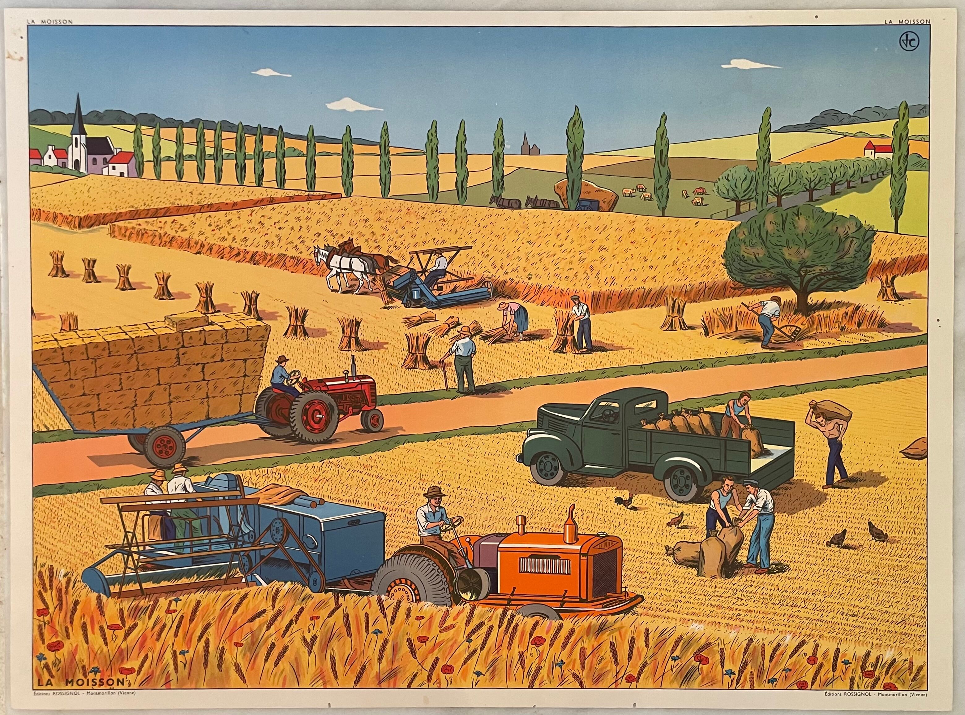 School poster La Moisson et La Rivière en Eté Montmorillon Rossignol