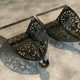 Pair of Wall Sconces in Iron with Cut-Out Patterns
