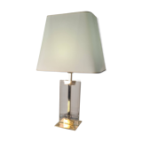 Lampe style de luxe  1970 a 80  laiton et plexi ,quelques trace usure , 65x40 d origine