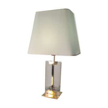 Lampe style de luxe  1970 a 80  laiton et plexi ,quelques trace usure , 65x40 d origine