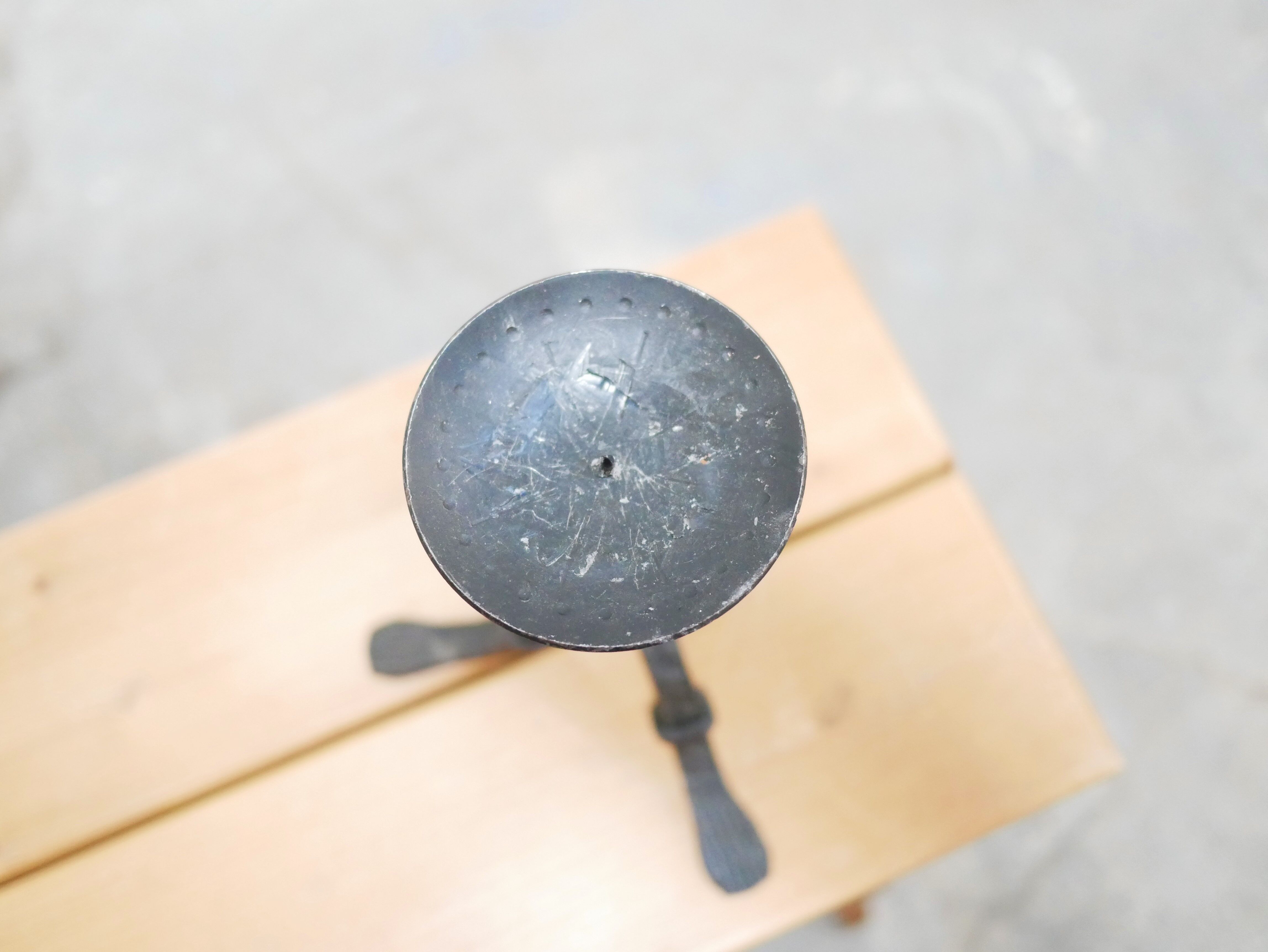 Vintage wrought iron brutalist candle holder