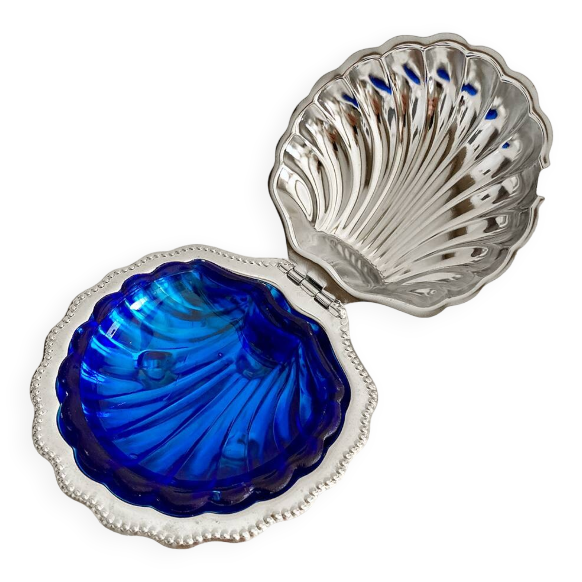 Silver-plated shell butter dish, 1950s