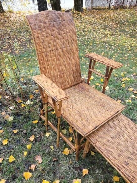 Chaise longue en rotin