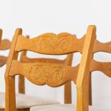 Set of 6 brutalist chairs in oak by Henning Kjaernulf