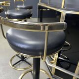 Hollywood regency bar with three stools, 1970s
