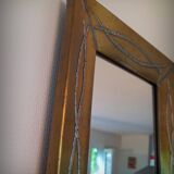 Miroir brutaliste en laiton par Jean Goardere, France, années 1970