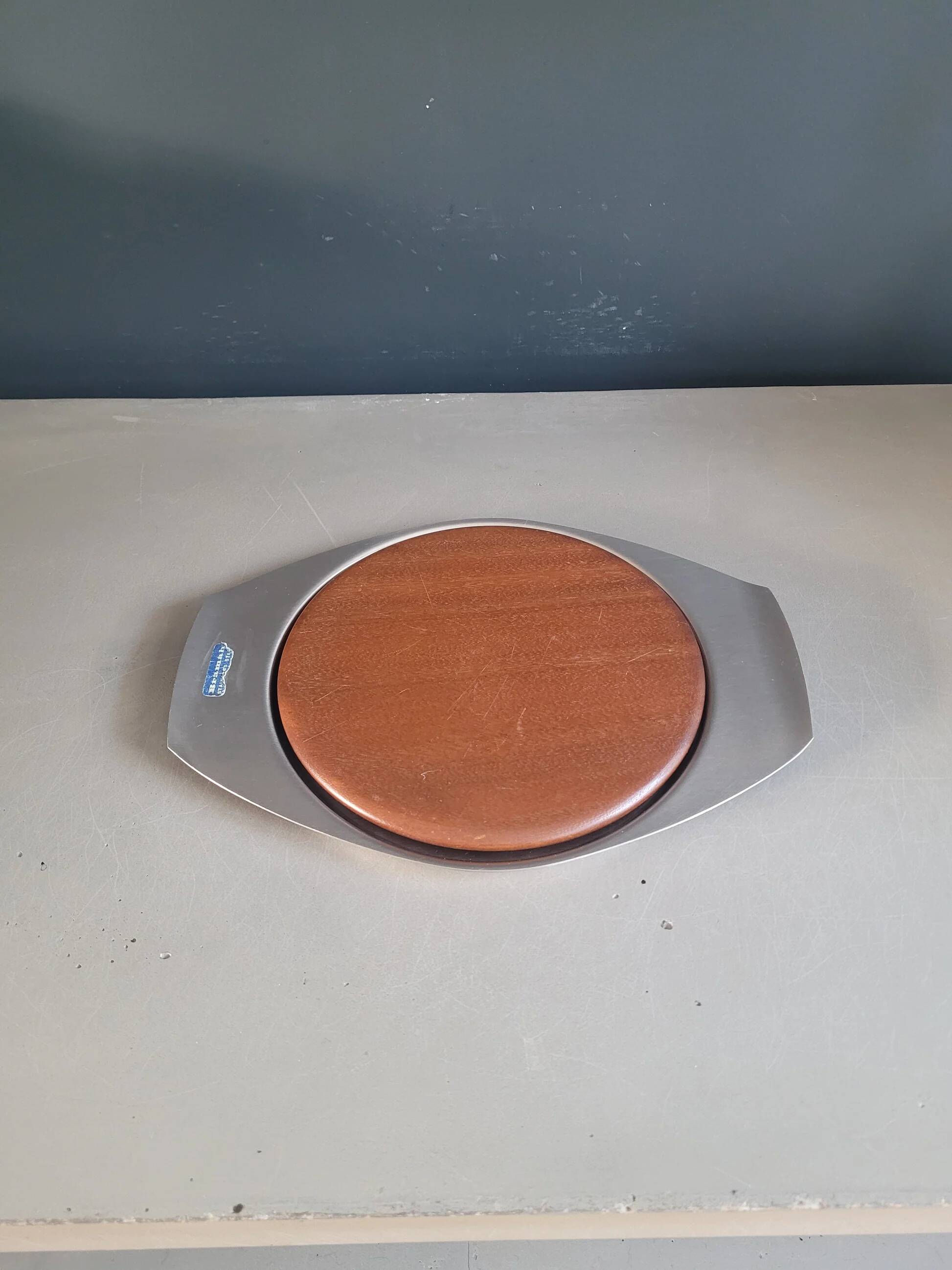 Plateau à fromage Bramah en inox et teck