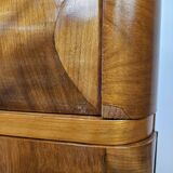 Art Decò bedside tables in blond walnut with drawer and shelf