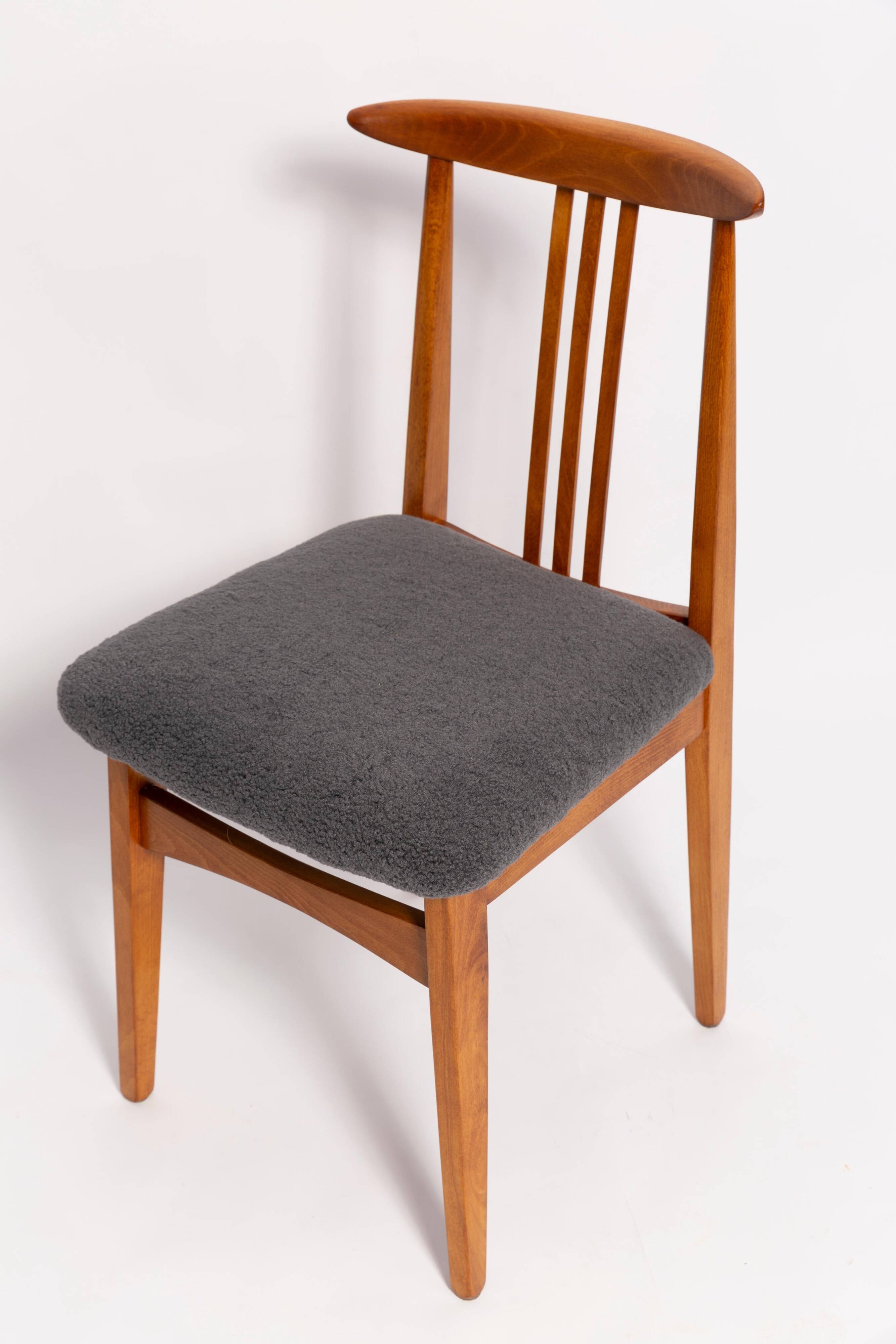Beech chair with graphite boucle upholstery by M. Zielinski, Europe, 1960