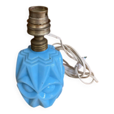Foot of an old fair lamp chatard moulded blue glass vintage #e495